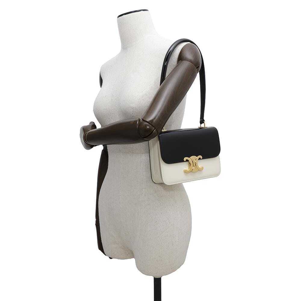 Celine Teen Garance Patent Vernis Shoulder Bag Hobo Black White - Picture 4 of 12